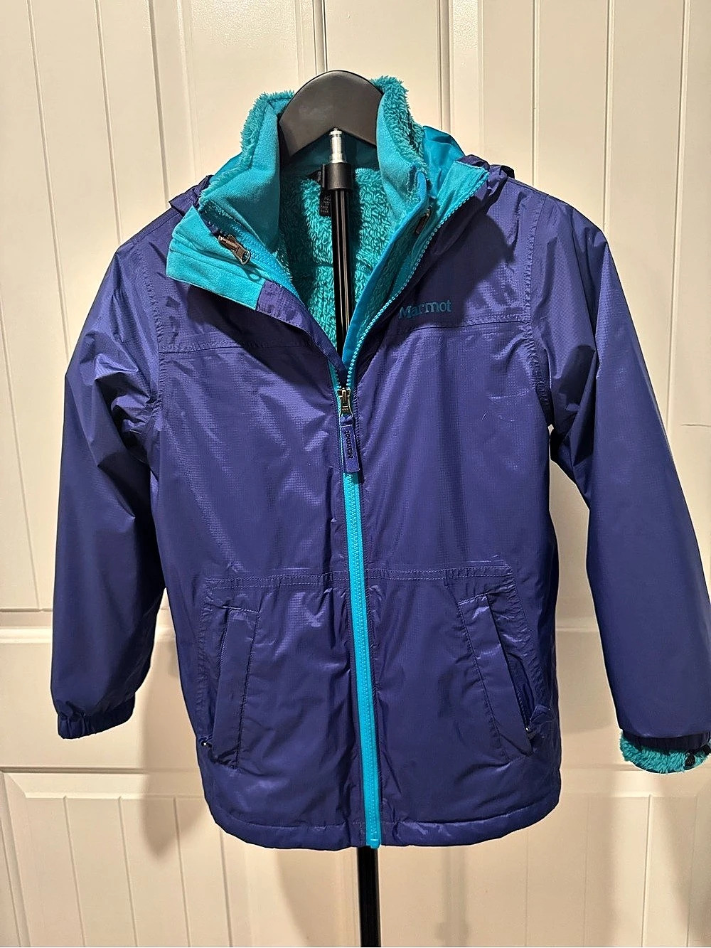 Marmot Kid's PreCip Eco Component 3-in-1 Jacket Raincoat Purple & Blue Medium